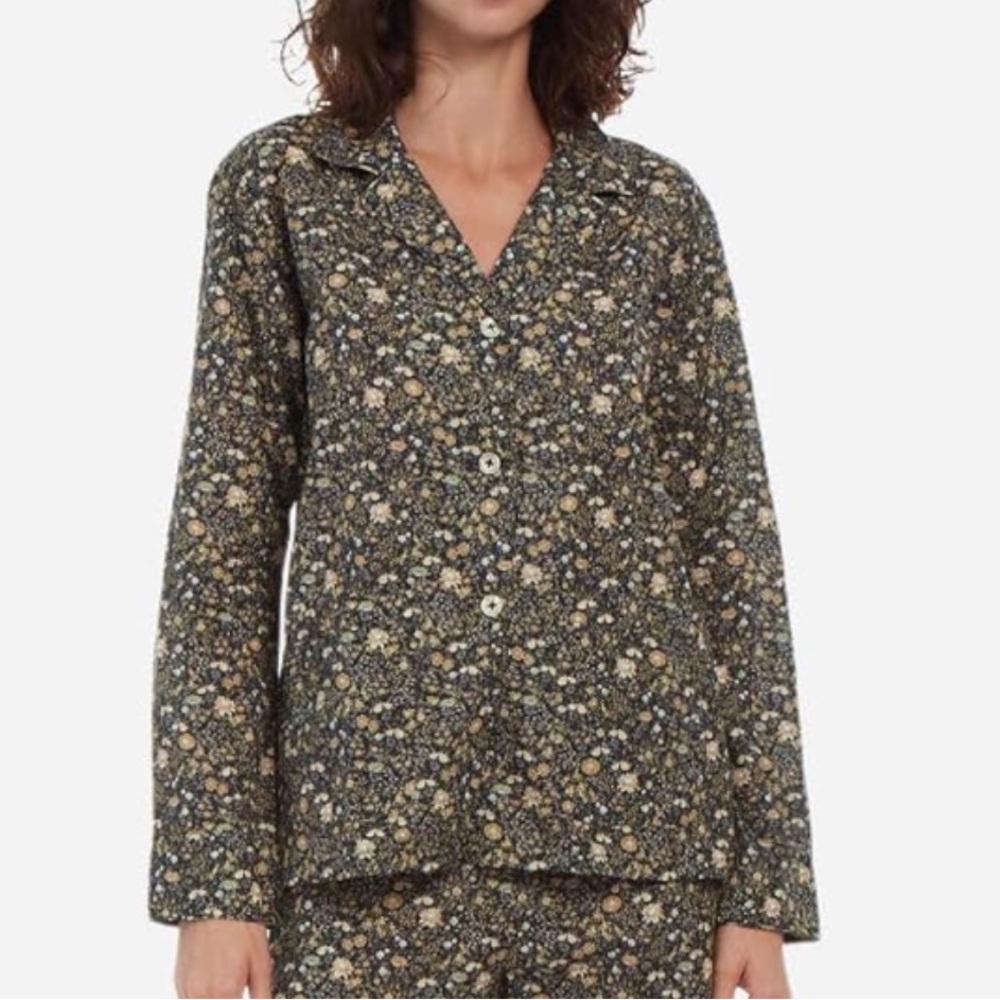The Sleep Code Floral Organic Cotton Long Pajama Top Autumn Floral Size Large